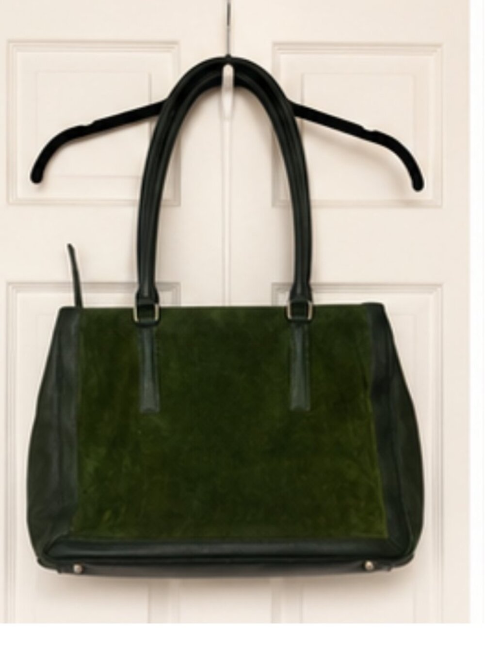 Coach Olive Green Suede Leather Trim Large Zip Tote Shoulder Bag - Picture 13 of 17